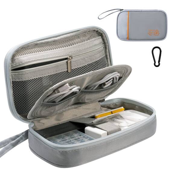 OrgaWise Kabeltasche Kabelorganizer Reisen Kabel Etui Elektronik Zubehör Organizer Tasche Universaltasche für Bag Accessories Handy Ladekabel, Powerbank, USB Sticks (RH2219C-Grau)