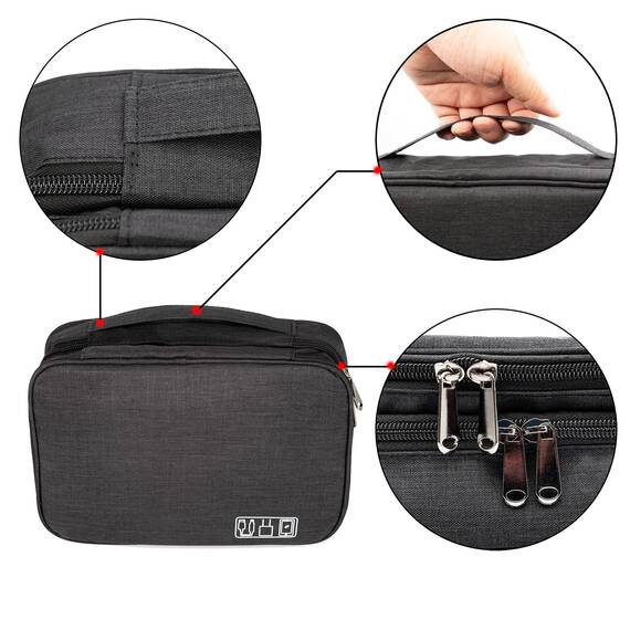 Ruyosn Kabel Organizer Tasche Kabel Wasserdicht Kabeltasche Groß Festplattentasche Elektronische Tasche Doppelschicht Elektro Organizer Cable Bag Elektronik Zubehör Organisator Schwarz