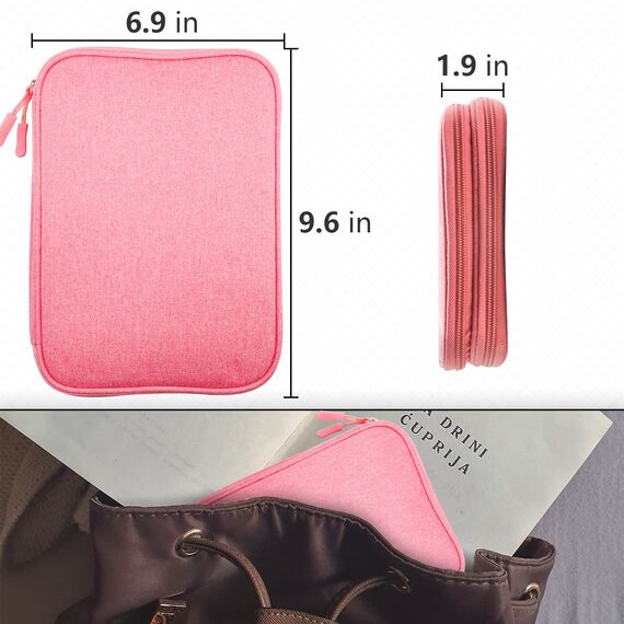 Teskyer Kabel Organizer Tasche, Universal Travel Kabeltasche, Wasserdichte Multifunktional Reisezubehör, Urlaub Must Haves Kabeltasche für Ladegerät, Handy, Powerbank, Festplatten, 24 x 17 cm (Rosa)
