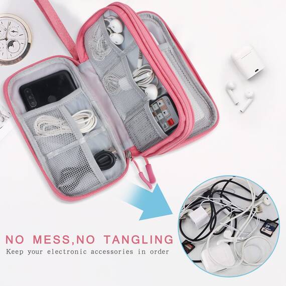 Skycase Kabeltasche,Reise Travel Gadgets Kabel Organizer Tasche,Travel Essentials Tech Pouch Bag für Kabel Powerbank Elektronische Accessoires Kabeltaschen-Rosa