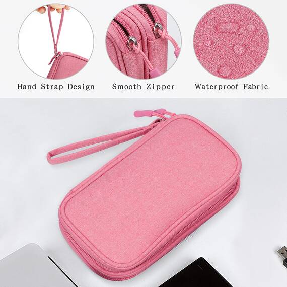 Skycase Kabeltasche,Reise Travel Gadgets Kabel Organizer Tasche,Travel Essentials Tech Pouch Bag für Kabel Powerbank Elektronische Accessoires Kabeltaschen-Rosa