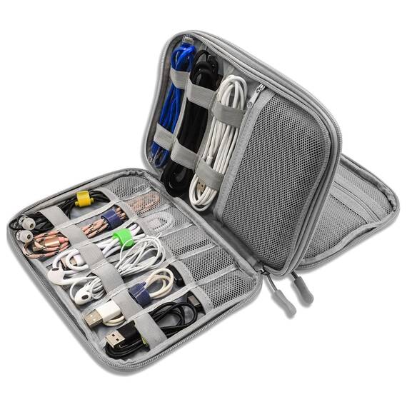 Teskyer Kabeltasche Organizer, wasserdichte, Urlaub Must Haves, Multifunktional Reise Zubehör, Travel Essentials, für Ladegerät, Powerbank, Dunkelgrau