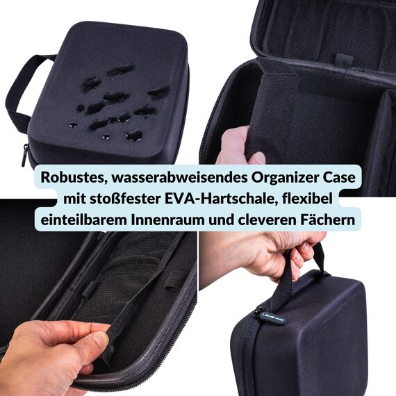 LENS-AID Organizer Case für Kamera- & Technik-Zubehör: Hard Case Tasche zur Aufbewahrung auf Reisen | Schutz für USB-Kabel, Akkus, Festplatte, Powerbank, Adapter