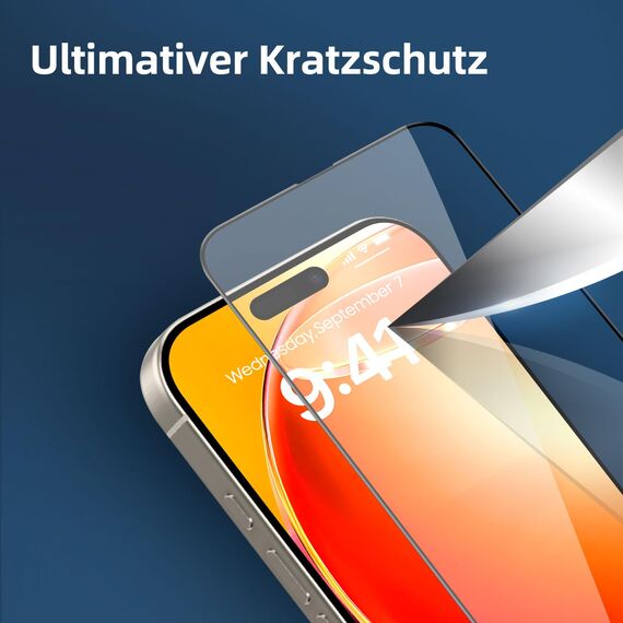 NEW'C 3 Stück Full Screen für iPhone 15 Pro Max Panzerglas (6,7 Zoll), Schutzglas [Auto-Installation], Frei von Kratzern, 9H Härte, Displayschutzfolie, Ultrabeständig folie