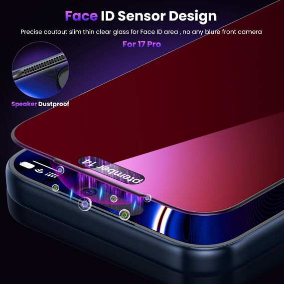 WSKEN für iPhone 17 Pro Max für Panzerglas Sichtschutz - [Anti Blaulicht][Auto Staubentfernung] Gradient Purpur Augenschutz 9H+Militär-Sicherheitsglas Privacy Schutzfolie,Anti Fingerabdruck,0 Blasen