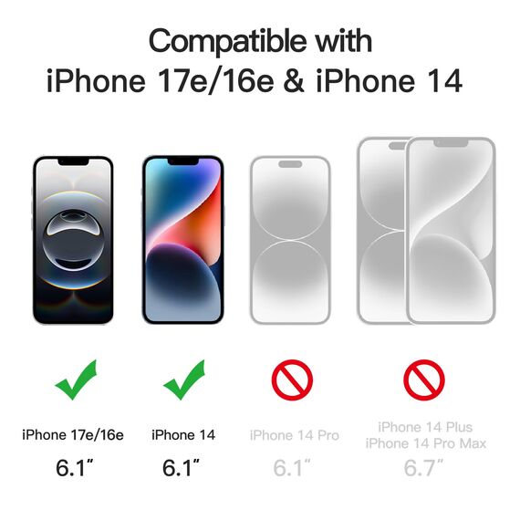 JETech Ein Touch Installieren Schutzfolie für iPhone 17e (2026) / iPhone 16e / iPhone 14, Panzer Schutz Glas Folie Displayschutz, Auto Ausrichtungswerkzeug Bausatz, 6,1 Zoll Display, 2 Stück