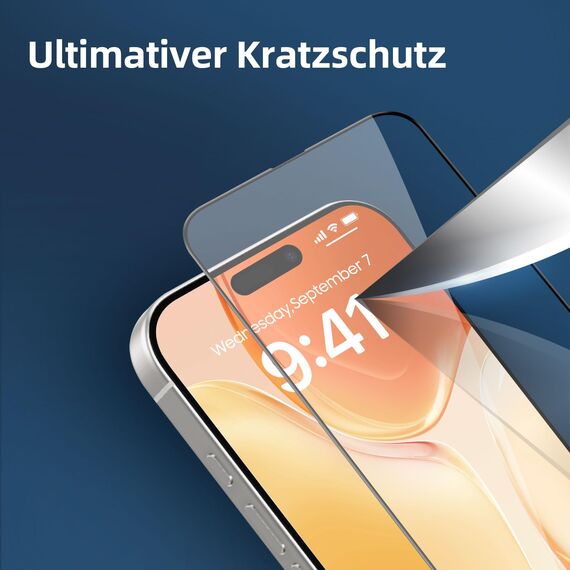 NEW'C 3 Stück Full Screen für iPhone 15 Pro Panzerglas (6,1 Zoll), Schutzglas [Auto-Installation], Frei von Kratzern, 9H Härte, Displayschutzfolie, Ultrabeständig folie