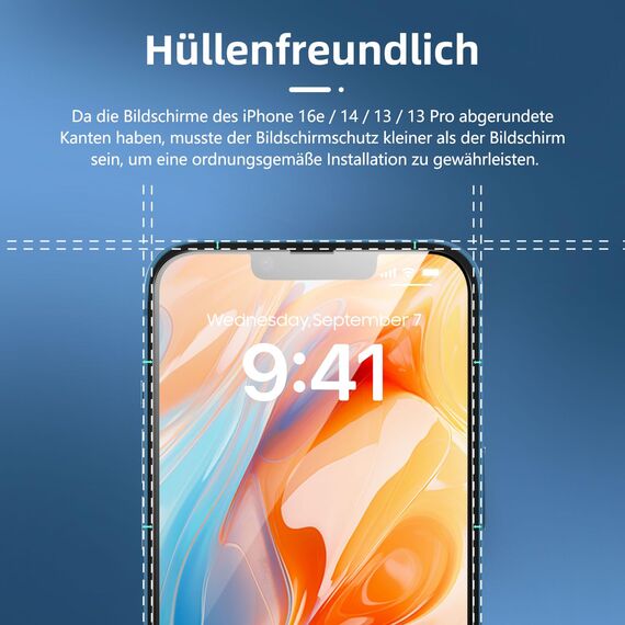 NEW'C 3 Stück Full Screen für iPhone 16e, iPhone 14, iPhone 13/13 Pro Panzerglas (6,1 Zoll), Schutzglas [Auto-Installation], Frei von Kratzern, 9H Härte, Displayschutzfolie, Ultrabeständig folie