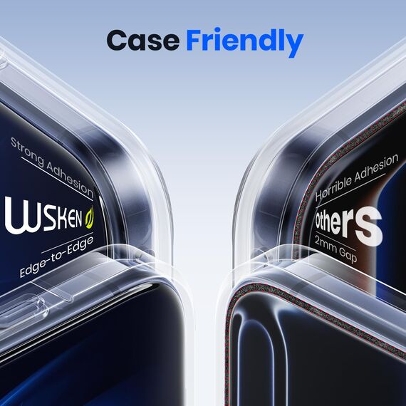 WSKEN für iPhone 17 Pro Max für Panzerglas - [3D Vollverdeckung Unsichtbar] [Auto Staubentfernung] 9H+Militär-Sicherheitsglas Schutzfolie,Anti Fingerabdruck,Anti-Bläschen,Kompatibel mit Hülle