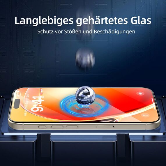 NEW'C 3 Stück Full Screen für iPhone 15 Pro Max Panzerglas (6,7 Zoll), Schutzglas [Auto-Installation], Frei von Kratzern, 9H Härte, Displayschutzfolie, Ultrabeständig folie