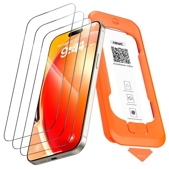 NEW'C 3 Stück Full Screen für iPhone 15 Pro Max Panzerglas (6,7 Zoll), Schutzglas [Auto-Installation], Frei von Kratzern, 9H Härte, Displayschutzfolie, Ultrabeständig folie