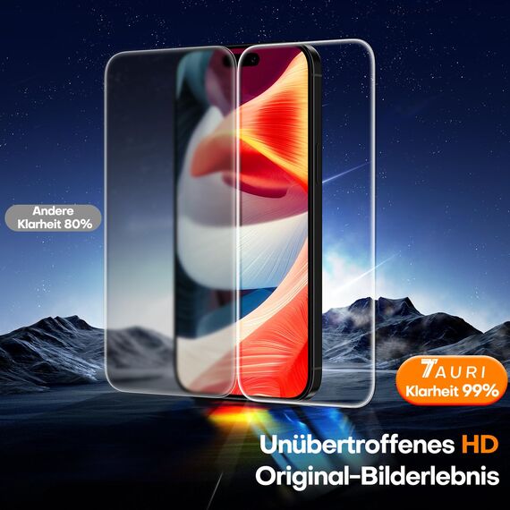TAURI für iPhone 15 Panzerglas 6,1" mit Staubfreie Installationswerkzeug, Gehärtete Glas Displayschutz, Full Screen Kratzfest Schutzglas, Anti-Fingerabdruck und Bubbles Schutzfolie, 3 Stück