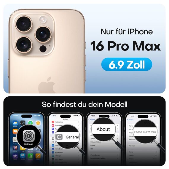 TAURI für iPhone 16 Pro Max Panzerglas 6,9" mit Staubfreie Installationswerkzeug, Gehärtete Glas Displayschutz, Full Screen Kratzfest Schutzglas, Anti-Fingerabdruck und Bubbles Schutzfolie, 3 Stück
