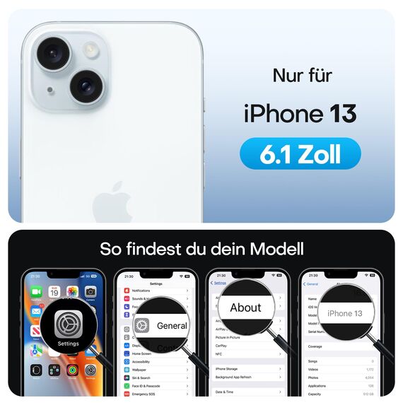 TAURI für iPhone 13 Panzerglas 6,1" mit Staubfreie Installationswerkzeug, Gehärtete Glas Displayschutz, Full Screen Kratzfest Schutzglas, Anti-Fingerabdruck und Bubbles Schutzfolie, 3 Stück