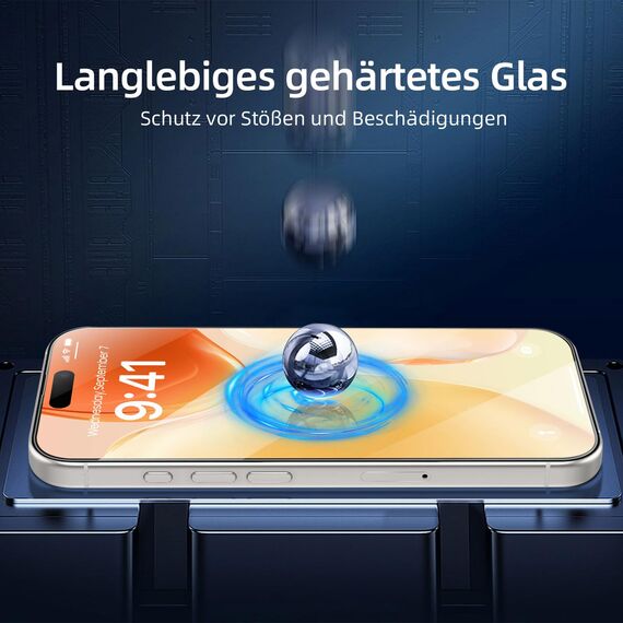 NEW'C 3 Stück Full Screen für iPhone 15 Pro Panzerglas (6,1 Zoll), Schutzglas [Auto-Installation], Frei von Kratzern, 9H Härte, Displayschutzfolie, Ultrabeständig folie