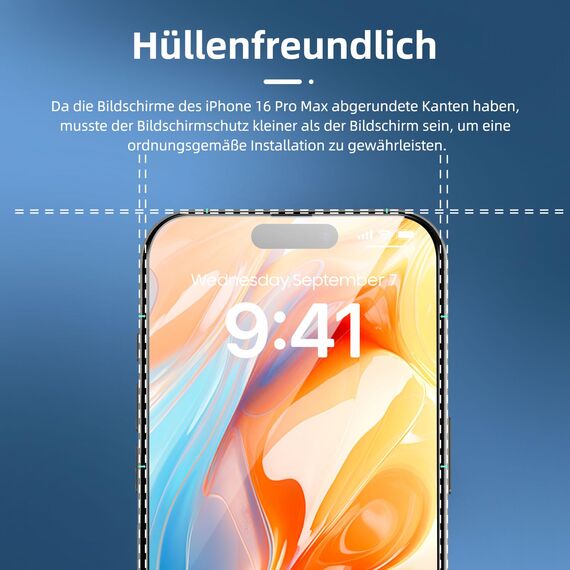 NEW'C 3 Stück Full Screen für iPhone 16 Pro Max Panzerglas (6,9 Zoll), Schutzglas [Auto-Installation], Frei von Kratzern, 9H Härte, Displayschutzfolie, Ultrabeständig folie