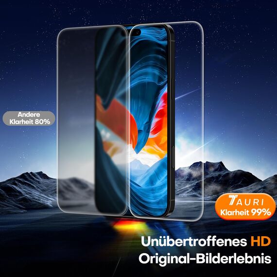 TAURI für iPhone 16 Pro Panzerglas 6,3" mit Staubfreie Installationswerkzeug, Gehärtete Glas Displayschutz, Full Screen Kratzfest Schutzglas, Anti-Fingerabdruck und Bubbles Schutzfolie, 3 Stück