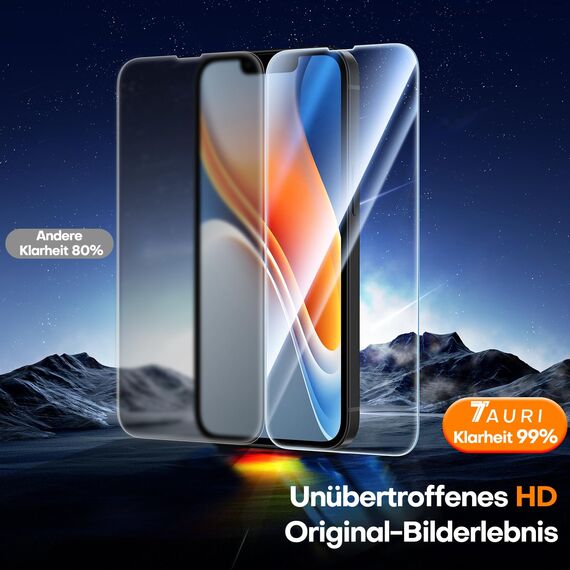 TAURI für iPhone 13 Panzerglas 6,1" mit Staubfreie Installationswerkzeug, Gehärtete Glas Displayschutz, Full Screen Kratzfest Schutzglas, Anti-Fingerabdruck und Bubbles Schutzfolie, 3 Stück