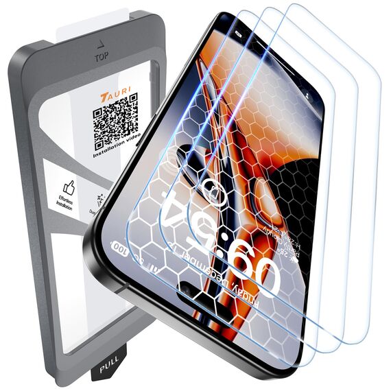 TAURI für iPhone 15 Pro Panzerglas 6,1" mit Staubfreie Installationswerkzeug, Gehärtete Glas Displayschutz, Full Screen Kratzfest Schutzglas, Anti-Fingerabdruck und Bubbles Schutzfolie, 3 Stück