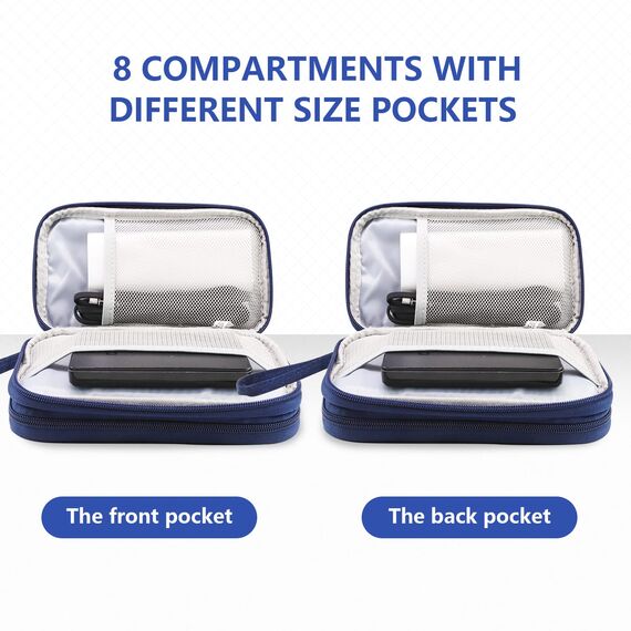 Teskyer Kabel Organizer Tasche, Universal Travel Kabeltasche, wasserdichte Multifunktional Reisezubehör, Urlaub Must Haves Kabeltasche für Ladegerät, Handy, Powerbank, 21 x 12.5 cm Navy blau