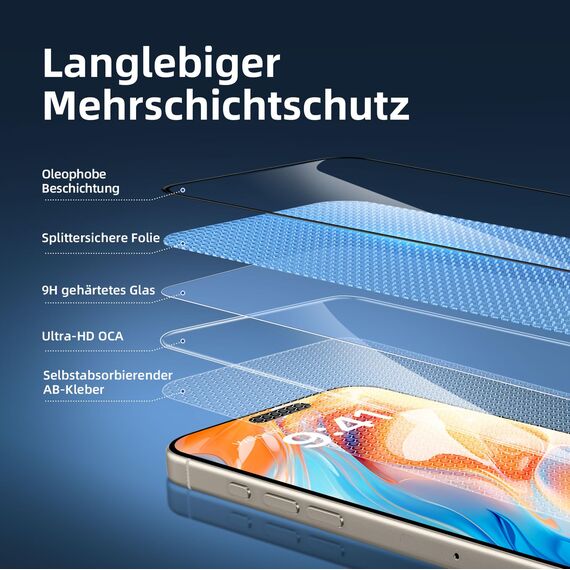 NEW'C 3 Stück Full Screen für iPhone 16 Pro Max Panzerglas (6,9 Zoll), Schutzglas [Auto-Installation], Frei von Kratzern, 9H Härte, Displayschutzfolie, Ultrabeständig folie