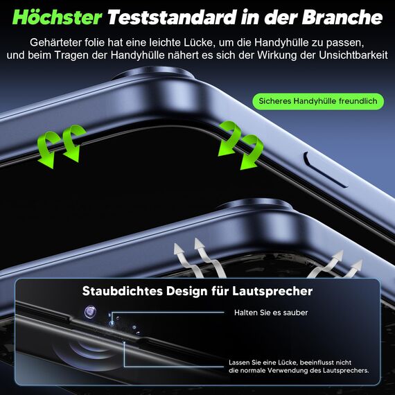 WSKEN für iPhone 17 Pro Max für Panzerglas - [Auto Staubentfernung] 9H+Unzerbrechlich Militär-Sicherheitsglas Displayschutz Folie,Anti-Fingerabdruck,Anti-Bläschen,Fast Unsichtbar,Kompatibel mit Hülle