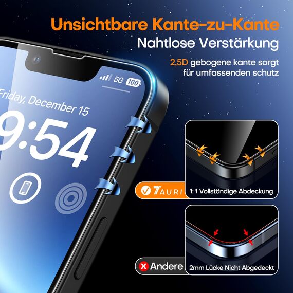 TAURI 3 Stück für iPhone 17e/iPhone 16e Panzerglas 6,1" mit Staubfreie Installationswerkzeug, Gehärtete Glas Displayschutz, Full Screen Kratzfest Schutzglas, Anti-Fingerabdruck und Bubbles Schutzfolie