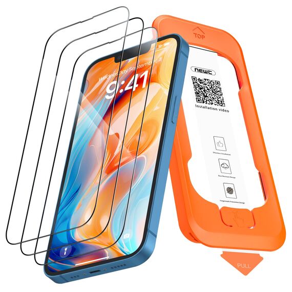 NEW'C 3 Stück Full Screen für iPhone 16e, iPhone 14, iPhone 13/13 Pro Panzerglas (6,1 Zoll), Schutzglas [Auto-Installation], Frei von Kratzern, 9H Härte, Displayschutzfolie, Ultrabeständig folie