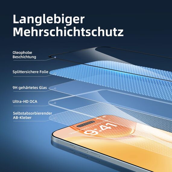 NEW'C 3 Stück Full Screen für iPhone Air Panzerglas (6,5 Zoll), Schutzglas [Auto-Installation], Frei von Kratzern, 9H Härte, Displayschutzfolie, Ultrabeständig folie