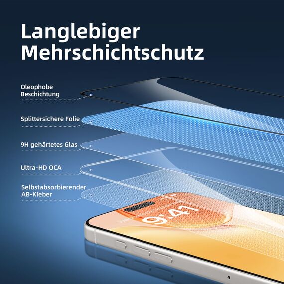 NEW'C 3 Stück Full Screen für iPhone 15 Pro Panzerglas (6,1 Zoll), Schutzglas [Auto-Installation], Frei von Kratzern, 9H Härte, Displayschutzfolie, Ultrabeständig folie