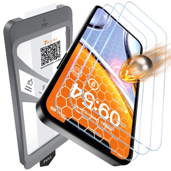 TAURI für iPhone 12/12 Pro Panzerglas 6,1" mit Staubfreie Installationswerkzeug, Gehärtete Glas Displayschutz, Full Screen Kratzfest Schutzglas, Anti-Fingerabdruck und Bubbles Schutzfolie, 3 Stück