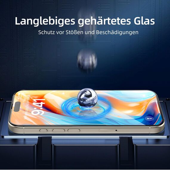 NEW'C 3 Stück Full Screen für iPhone 16 Pro Max Panzerglas (6,9 Zoll), Schutzglas [Auto-Installation], Frei von Kratzern, 9H Härte, Displayschutzfolie, Ultrabeständig folie