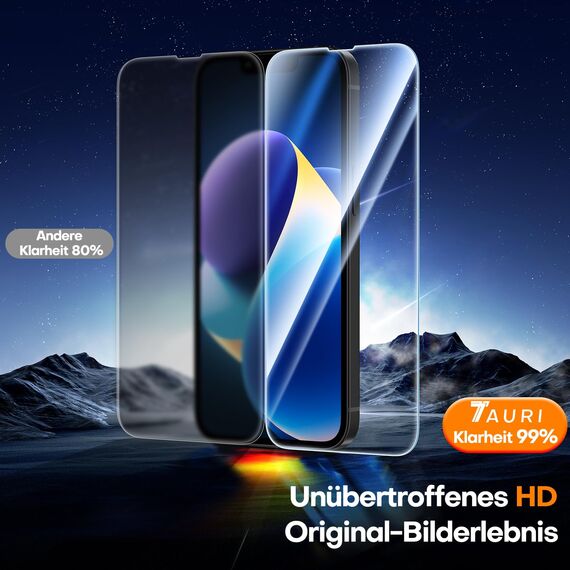 TAURI für iPhone 14 Panzerglas 6,1" mit Staubfreie Installationswerkzeug, Gehärtete Glas Displayschutz, Full Screen Kratzfest Schutzglas, Anti-Fingerabdruck und Bubbles Schutzfolie, 3 Stück