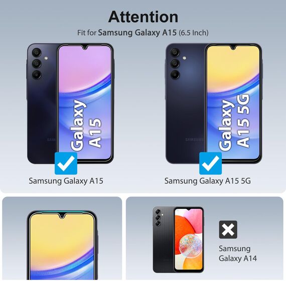 SPARIN 3 Stück Schutzfolie für Samsung Galaxy A15 4G/5G Panzer Schutz Glas, 9H Härte, HD Displayschutzfolie, Kratzfest