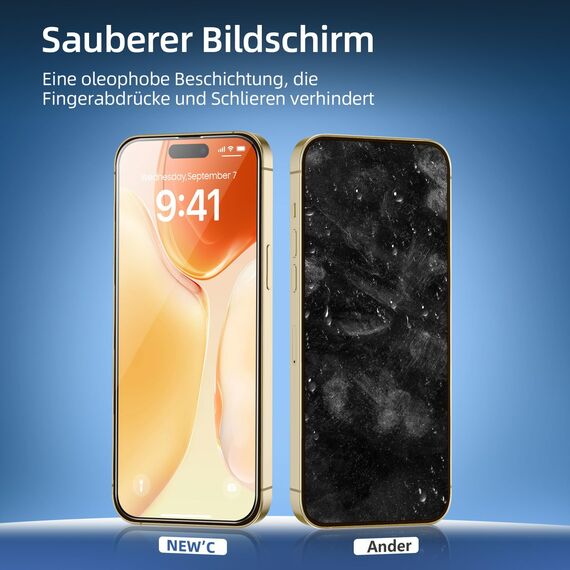 NEW'C 3 Stück Full Screen für iPhone 14 Pro Panzerglas (6,1 Zoll), Schutzglas [Auto-Installation], Frei von Kratzern, 9H Härte, Displayschutzfolie, Ultrabeständig folie