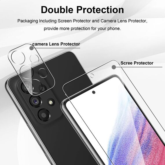 Yenwen Schutzfolie für Panzerglas für Samsung Galaxy A53 5G, 3 Stück Panzer Schutz Glas mit 3 Stück Kameraschutz, 9H Härte Handy Folie Anti- Kratzer Schutzglas HD Klar Displayschutz