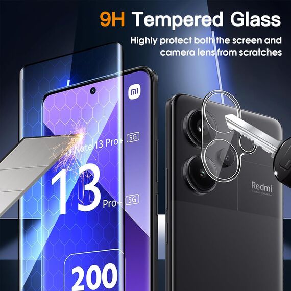 ZAXGLAR Schutzfolie für Xiaomi Redmi Note 13 Pro Plus 5G für Panzerglas,2 Stück Panzerfolie und 2 Stück Kameraschutz,HD Displayschutz, 9H Härte HD Schutzglas Displayfolie