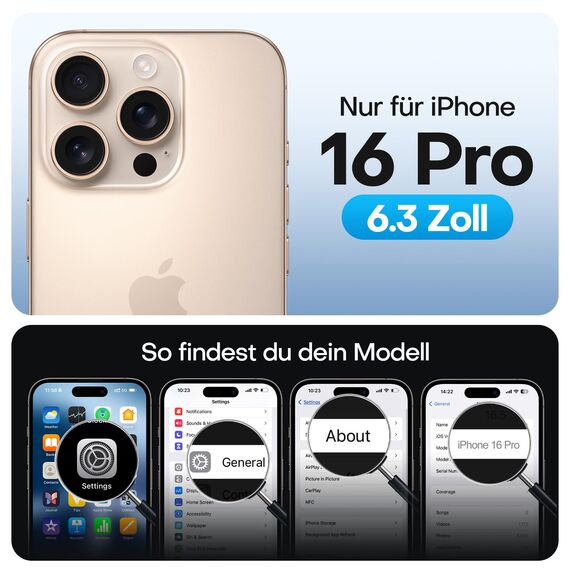 TAURI für iPhone 16 Pro Panzerglas 6,3" mit Staubfreie Installationswerkzeug, Gehärtete Glas Displayschutz, Full Screen Kratzfest Schutzglas, Anti-Fingerabdruck und Bubbles Schutzfolie, 3 Stück