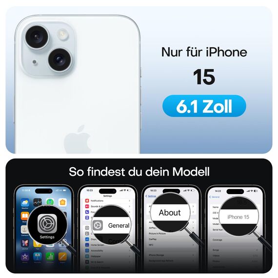 TAURI für iPhone 15 Panzerglas 6,1" mit Staubfreie Installationswerkzeug, Gehärtete Glas Displayschutz, Full Screen Kratzfest Schutzglas, Anti-Fingerabdruck und Bubbles Schutzfolie, 3 Stück