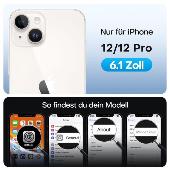 TAURI für iPhone 12/12 Pro Panzerglas 6,1" mit Staubfreie Installationswerkzeug, Gehärtete Glas Displayschutz, Full Screen Kratzfest Schutzglas, Anti-Fingerabdruck und Bubbles Schutzfolie, 3 Stück