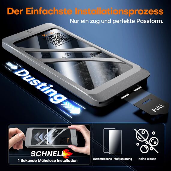 TAURI für iPhone 15 Panzerglas 6,1" mit Staubfreie Installationswerkzeug, Gehärtete Glas Displayschutz, Full Screen Kratzfest Schutzglas, Anti-Fingerabdruck und Bubbles Schutzfolie, 3 Stück
