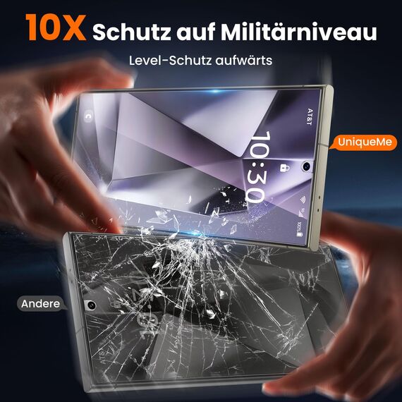 UniqueMe für Samsung Galaxy S24 Ultra für Panzerglas Sichtschutz - [Full Screen Displayschutz] Schutzfolie Sichtschutz für Samsung Galaxy S24 Ultra Schutzglas,Auto Installation,2 Stück