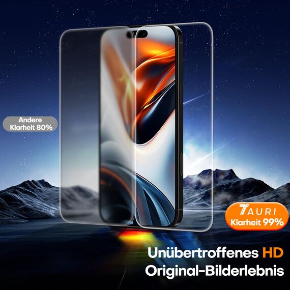 TAURI für iPhone 16 Pro Max Panzerglas 6,9" mit Staubfreie Installationswerkzeug, Gehärtete Glas Displayschutz, Full Screen Kratzfest Schutzglas, Anti-Fingerabdruck und Bubbles Schutzfolie, 3 Stück