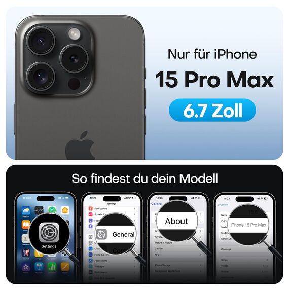 TAURI für iPhone 15 Pro Max Panzerglas 6,7" mit Staubfreie Installationswerkzeug, Gehärtete Glas Displayschutz, Full Screen Kratzfest Schutzglas, Anti-Fingerabdruck und Bubbles Schutzfolie, 3 Stück