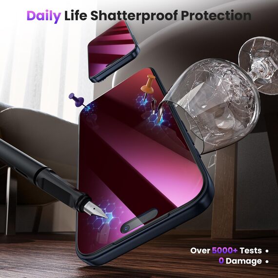 WSKEN für iPhone 17 Pro Max für Panzerglas Sichtschutz - [Anti Blaulicht][Auto Staubentfernung] Gradient Purpur Augenschutz 9H+Militär-Sicherheitsglas Privacy Schutzfolie,Anti Fingerabdruck,0 Blasen