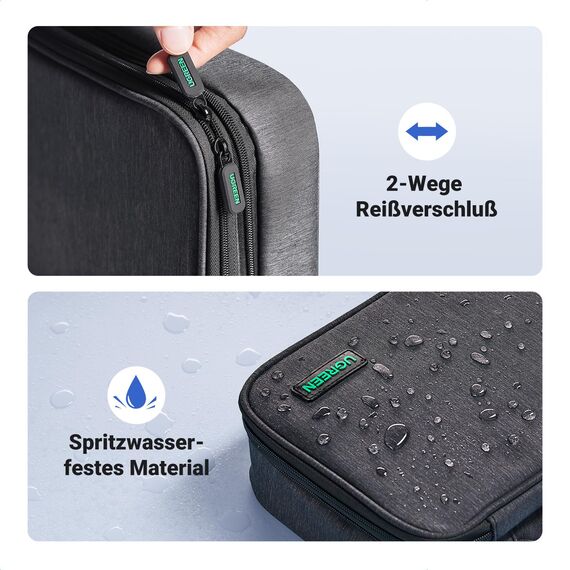 UGREEN Elektronik Reise Kabeltasche universal Travel Cable Organizer Electronics Accessories Case 2 Schicht große Elektronische Zubehör Tasche für Kabel, Ladegerät, Powerbank, Tablet