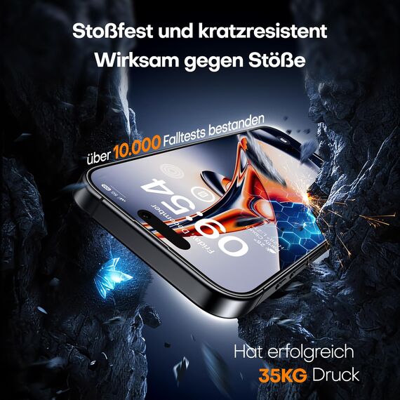 TAURI für iPhone 15 Pro Panzerglas 6,1" mit Staubfreie Installationswerkzeug, Gehärtete Glas Displayschutz, Full Screen Kratzfest Schutzglas, Anti-Fingerabdruck und Bubbles Schutzfolie, 3 Stück