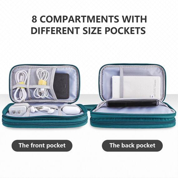 Teskyer Kabeltasche Organizer, wasserdichte, Urlaub Must Haves, Multifunktional Reise Zubehör, Travel Essentials, für Ladegerät, Powerbank, Dunkelgrün
