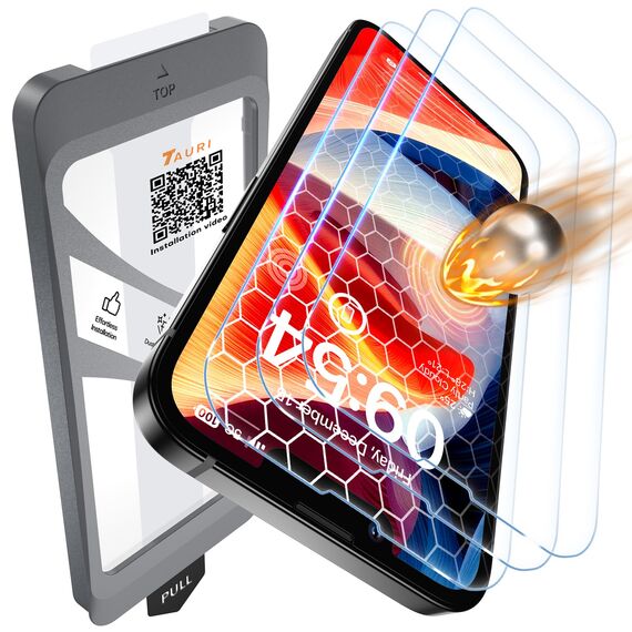TAURI für iPhone 13 Pro Panzerglas 6,1" mit Staubfreie Installationswerkzeug, Gehärtete Glas Displayschutz, Full Screen Kratzfest Schutzglas, Anti-Fingerabdruck und Bubbles Schutzfolie, 3 Stück