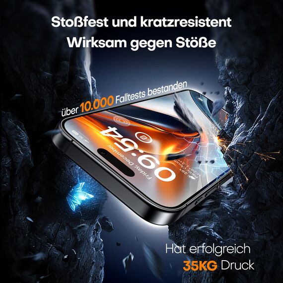 TAURI für iPhone 16 Pro Max Panzerglas 6,9" mit Staubfreie Installationswerkzeug, Gehärtete Glas Displayschutz, Full Screen Kratzfest Schutzglas, Anti-Fingerabdruck und Bubbles Schutzfolie, 3 Stück